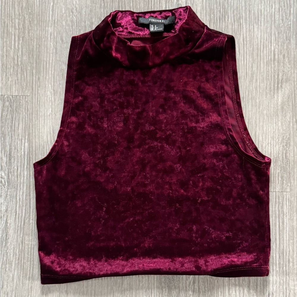 Forever 21 Women's Burgundy Velvet Top